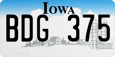 IA license plate BDG375