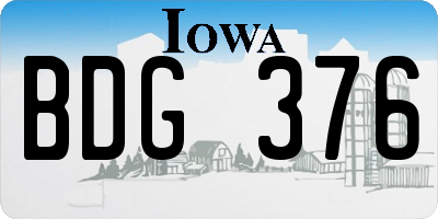 IA license plate BDG376