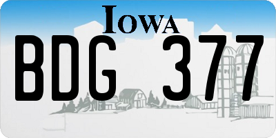 IA license plate BDG377