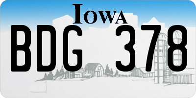 IA license plate BDG378