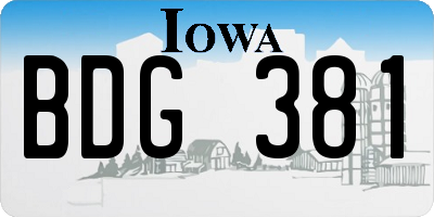 IA license plate BDG381