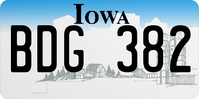 IA license plate BDG382