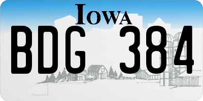 IA license plate BDG384