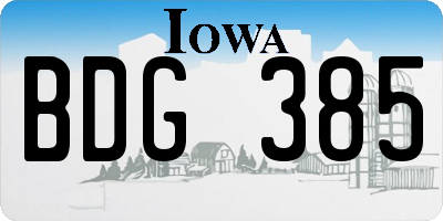 IA license plate BDG385