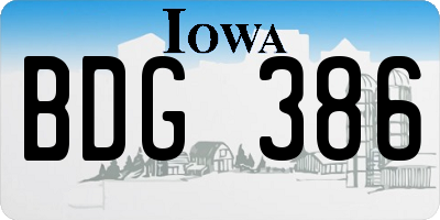 IA license plate BDG386