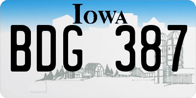 IA license plate BDG387