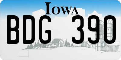 IA license plate BDG390