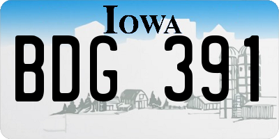 IA license plate BDG391