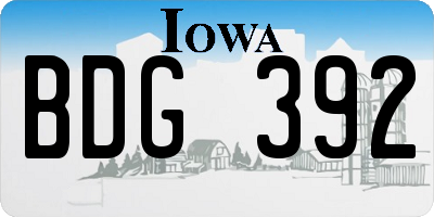 IA license plate BDG392
