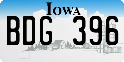 IA license plate BDG396
