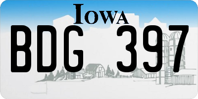 IA license plate BDG397