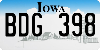 IA license plate BDG398