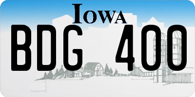 IA license plate BDG400