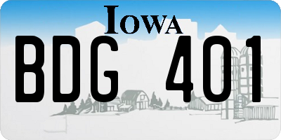 IA license plate BDG401