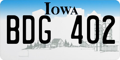 IA license plate BDG402