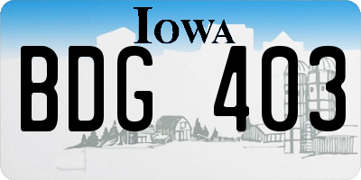 IA license plate BDG403