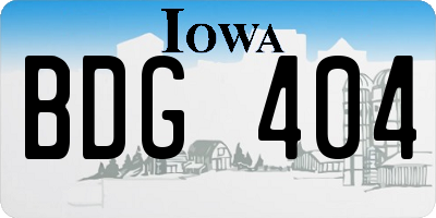 IA license plate BDG404