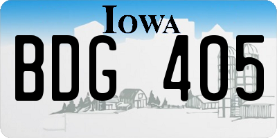 IA license plate BDG405