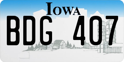 IA license plate BDG407