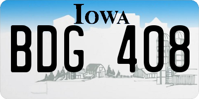 IA license plate BDG408