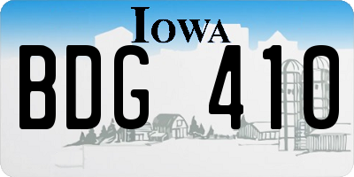 IA license plate BDG410