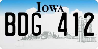 IA license plate BDG412