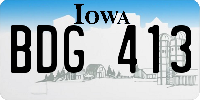 IA license plate BDG413