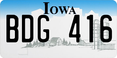 IA license plate BDG416