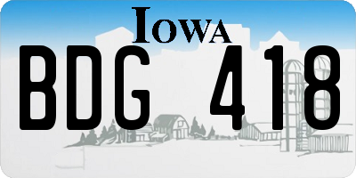 IA license plate BDG418