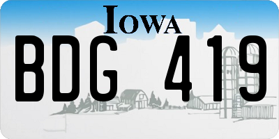 IA license plate BDG419