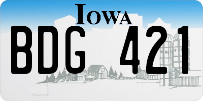 IA license plate BDG421