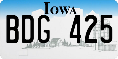 IA license plate BDG425