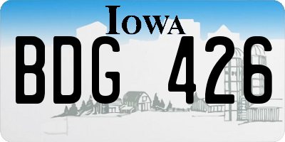 IA license plate BDG426