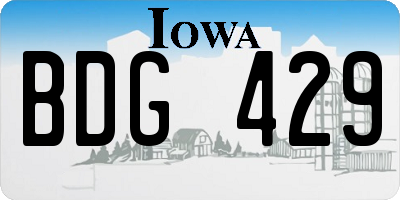 IA license plate BDG429
