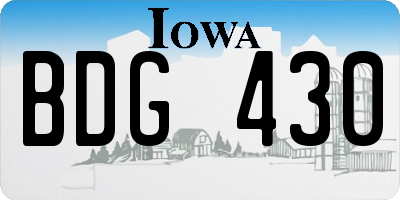 IA license plate BDG430