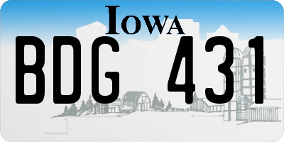 IA license plate BDG431
