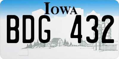 IA license plate BDG432