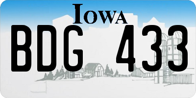 IA license plate BDG433