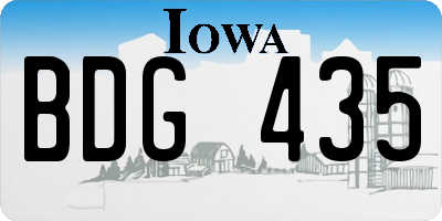 IA license plate BDG435