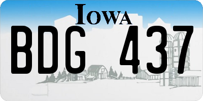 IA license plate BDG437