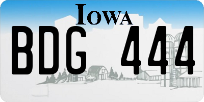 IA license plate BDG444