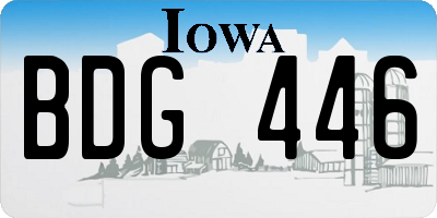 IA license plate BDG446