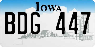 IA license plate BDG447