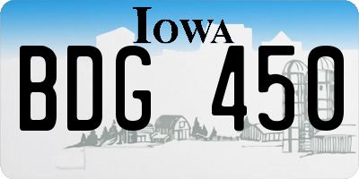 IA license plate BDG450