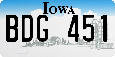 IA license plate BDG451