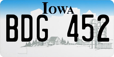 IA license plate BDG452