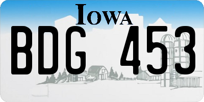 IA license plate BDG453