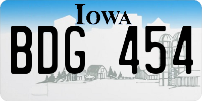 IA license plate BDG454