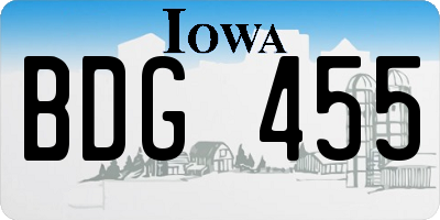 IA license plate BDG455