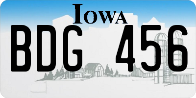 IA license plate BDG456